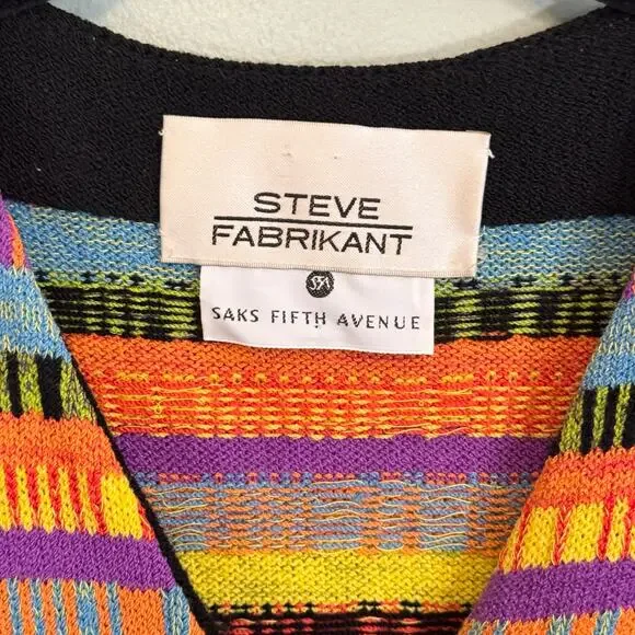 Vintage Steve 80s Fabrikant Wool Sweater Dress Large Black Colorful Retro Unique - Picture 8 of 9